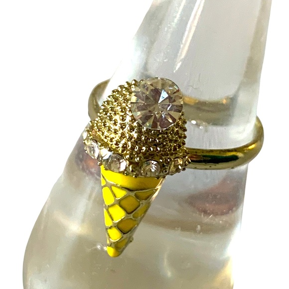 Ice cream cone ring yellow enamel - Picture 1 of 8